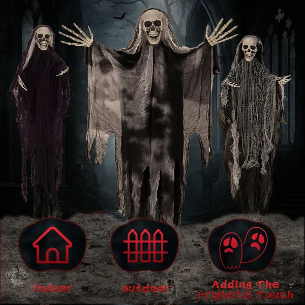 Hanging Grim Reaper Skeleton Ghosts 3-Pack, Outdoor Hallowee - view 3