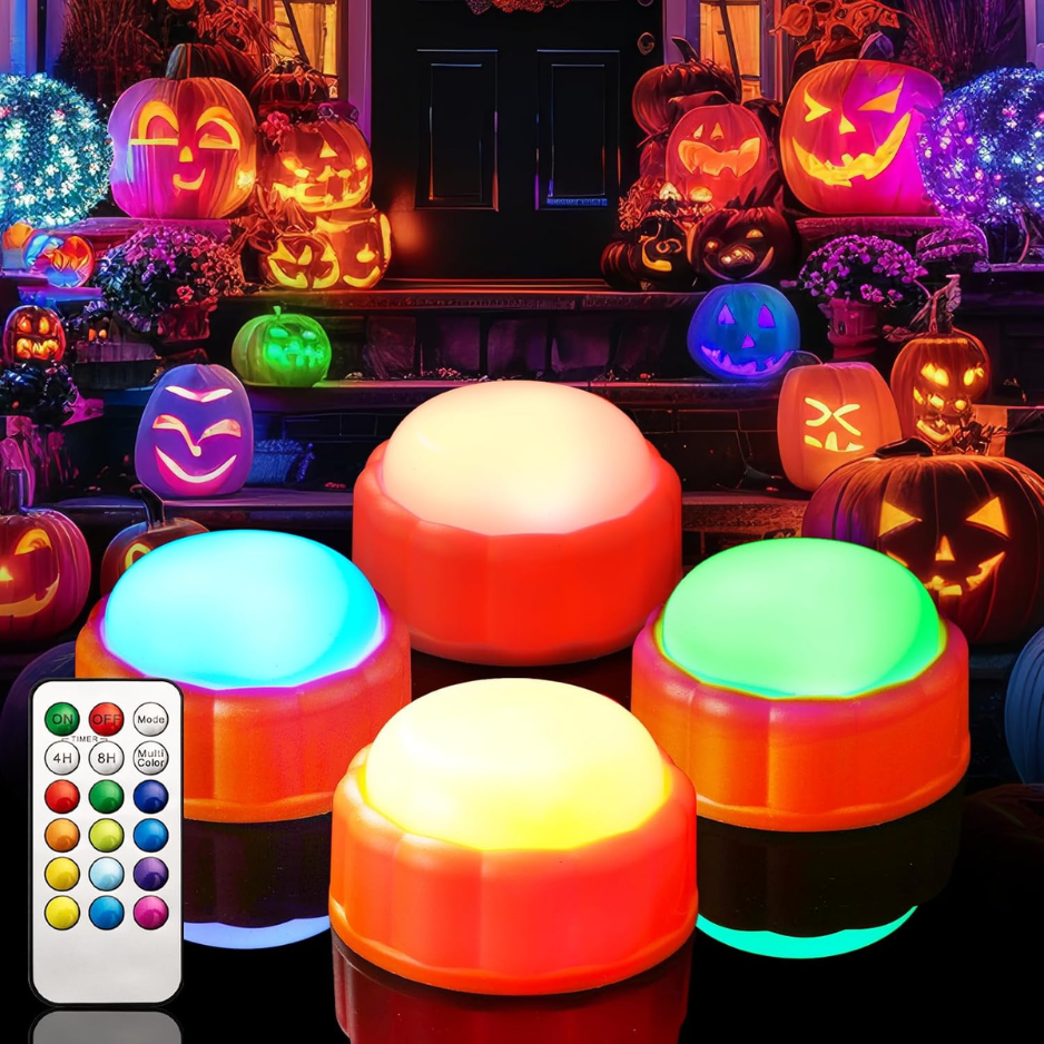 Color-Changing LED Pumpkin Lights with Remote and Timer, Jac - view 4