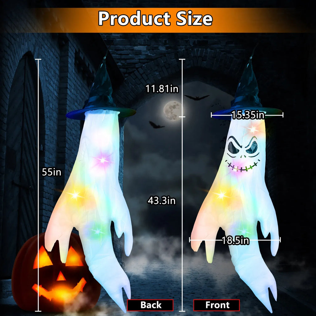 Halloween Hanging Decor Set, Ghost Windsocks, Witch Hats and - view 4