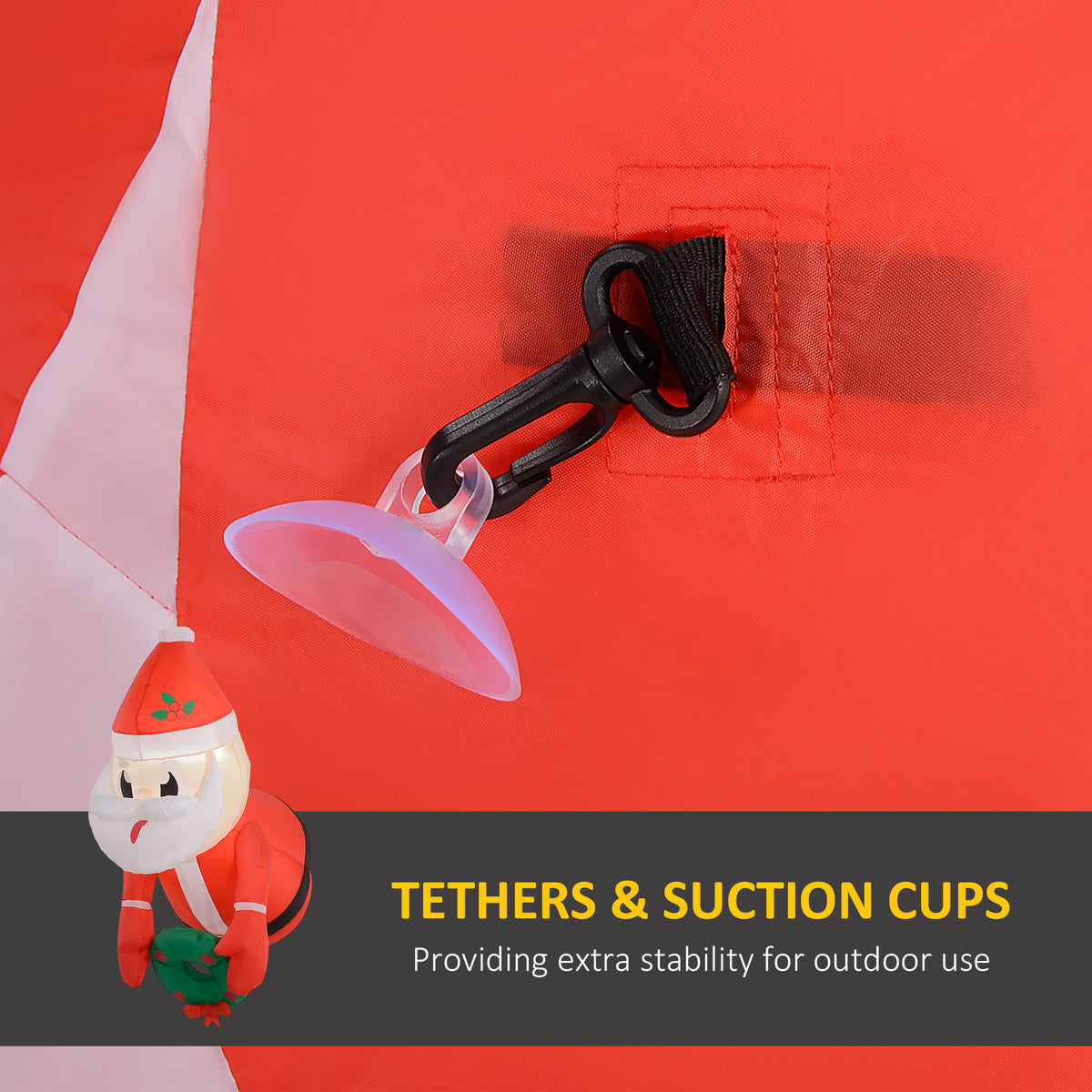 Inflatable Santa Holding Wreath with LED Lights, Hanging Chr - view 1