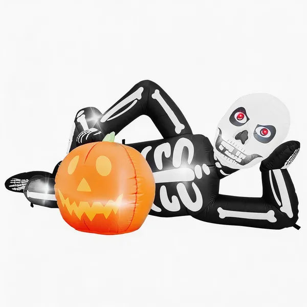 7 ft Inflatable Lying Skeleton with 7 LED Lights, Halloween  - view 1