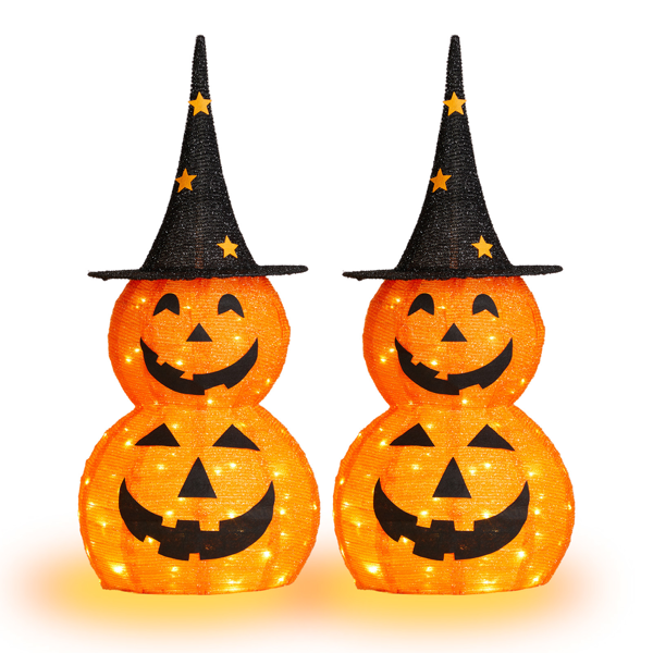 Collapsible Pumpkins 3 ft 2-Pack with 150 LED Lights, Outdoo - view 1