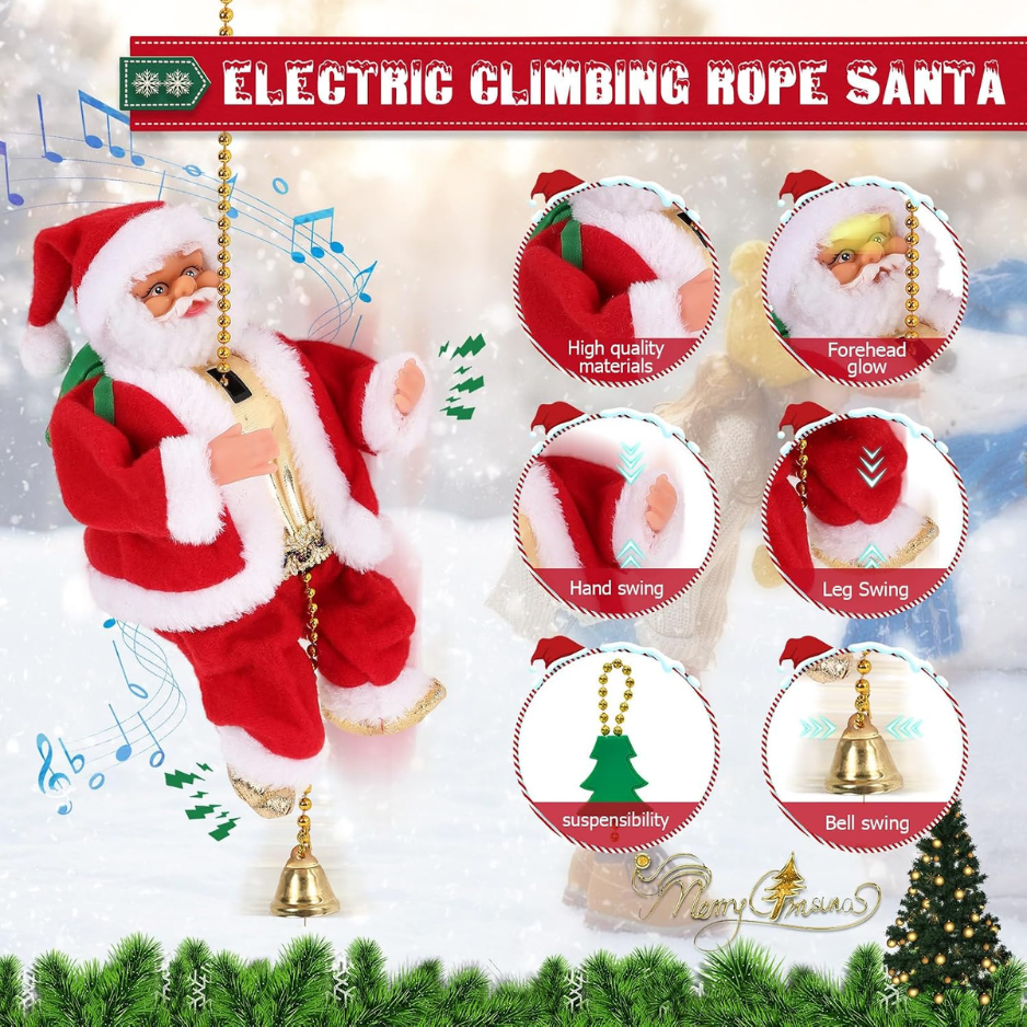 Animated Climbing Santa on Rope with Music, Christmas Decora - view 4