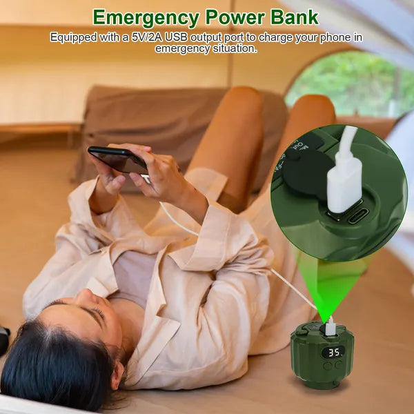 Camping Tent Fan with LED Lantern and Remote, 5200mAh Rechar - view 2