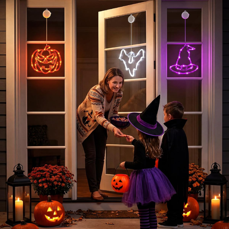 Halloween Window Lights 3-Pack with Timer, Pumpkin, Ghost an - view 4