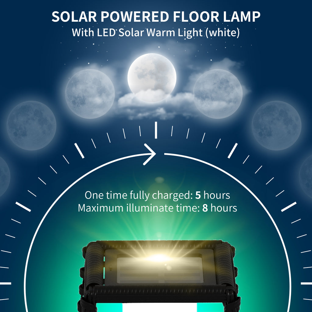 Solar Rattan Lantern Floor Lamp, Boho Outdoor Pathway and Pa - view 7