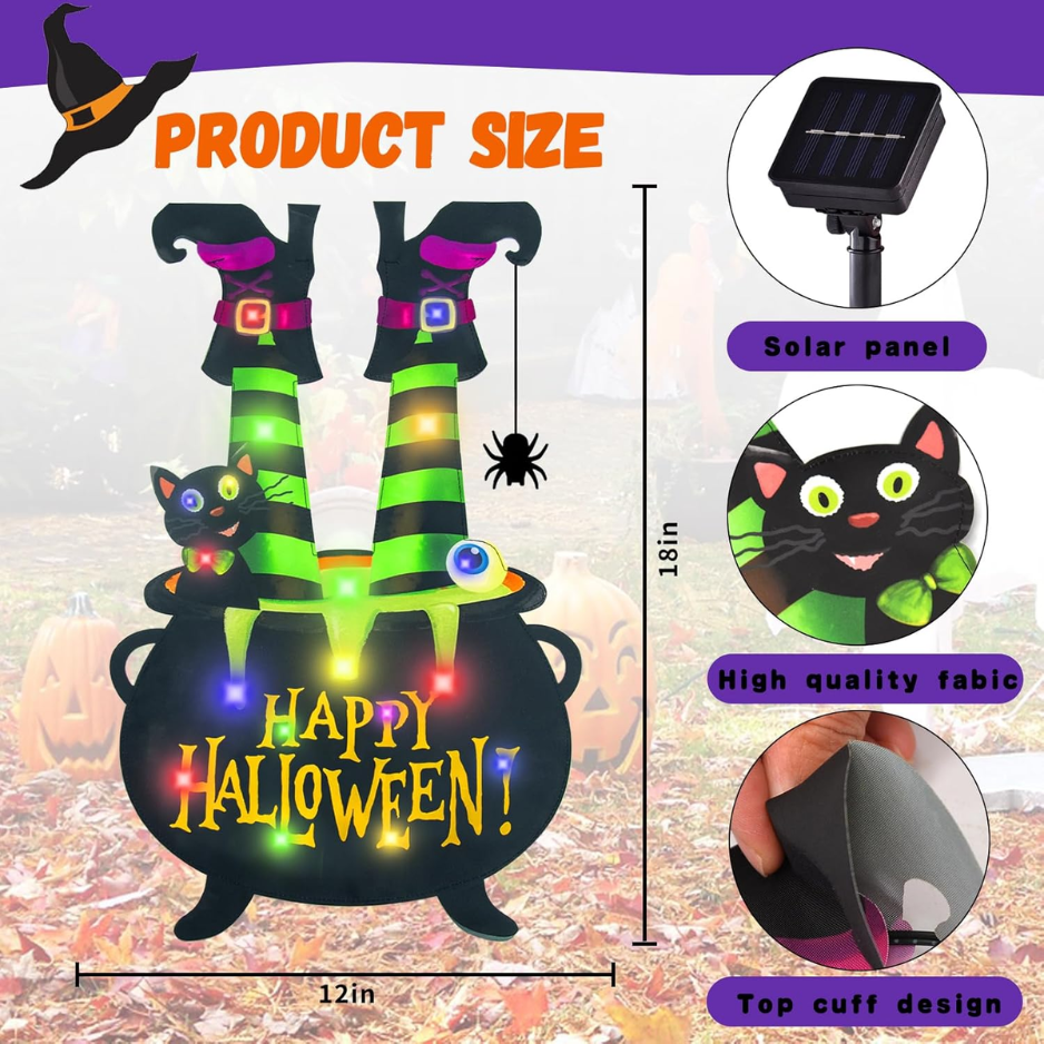Lighted Halloween Garden Flag with Witch Feet, 12x18 in Yard - view 3