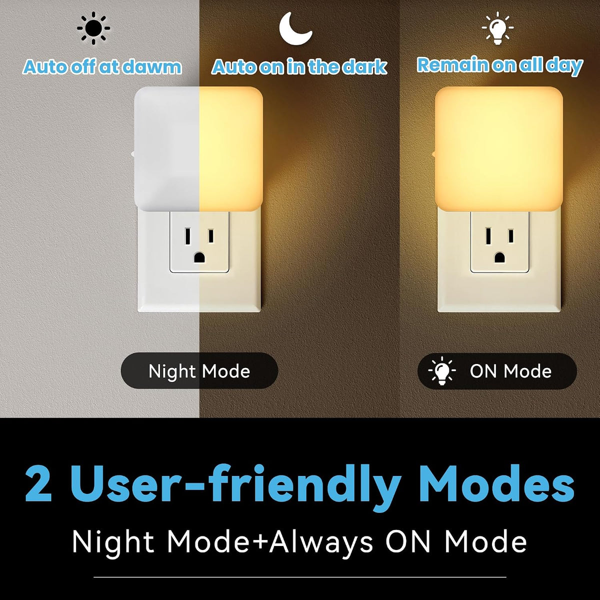 Dusk-to-Dawn LED Night Lights 2-Pack, Plug-In Auto On Off Wa - view 4