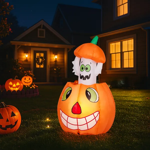 2.8 ft Animated Inflatable Pumpkin Ghost with LED Lights, Ha - view 2