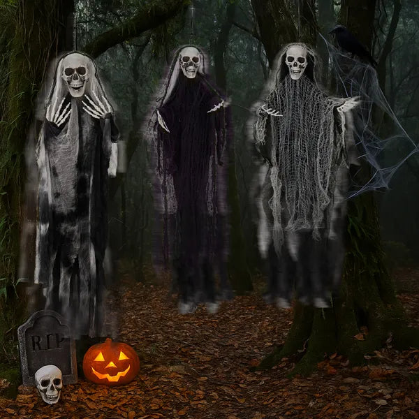 Hanging Grim Reaper Skeleton Ghosts 3-Pack, Outdoor Hallowee - view 2