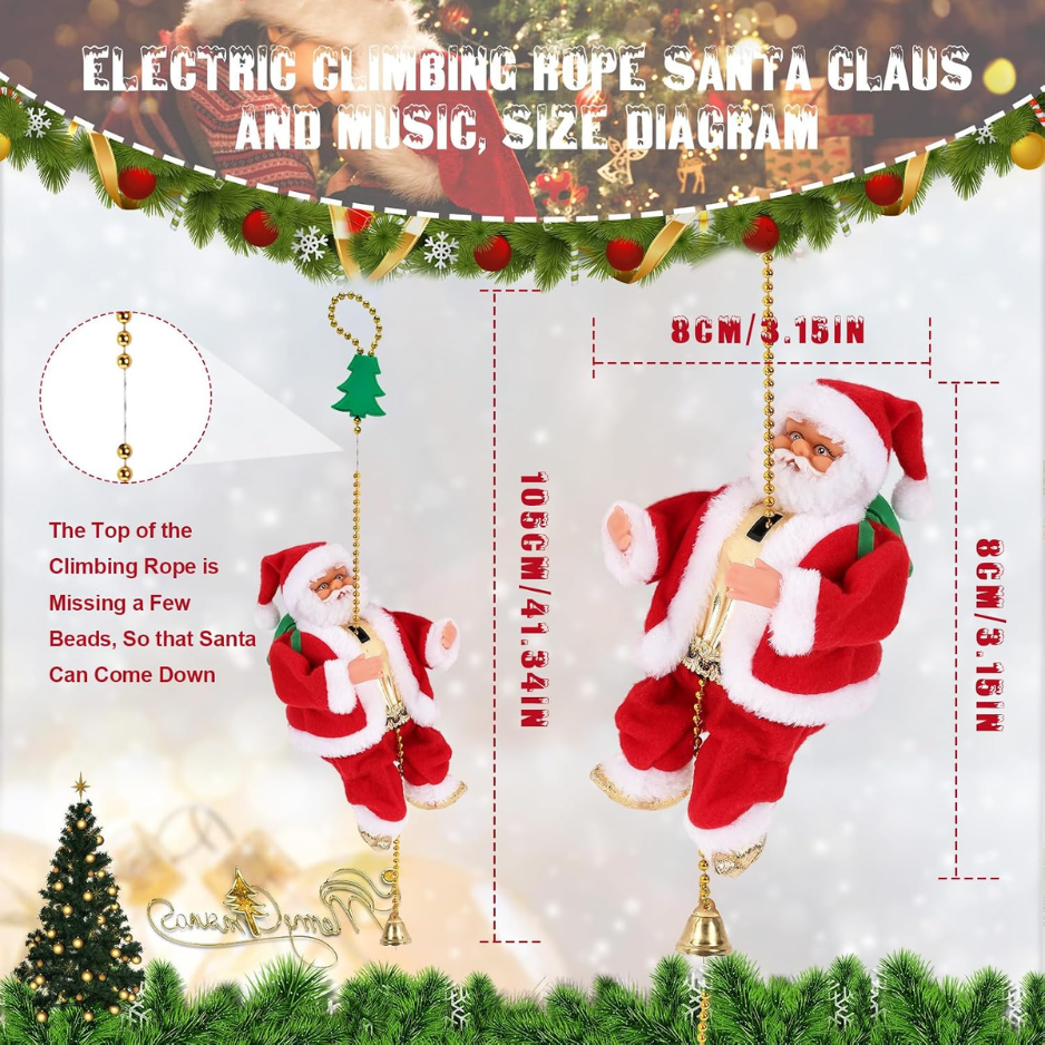 Animated Climbing Santa on Rope with Music, Christmas Decora - view 6