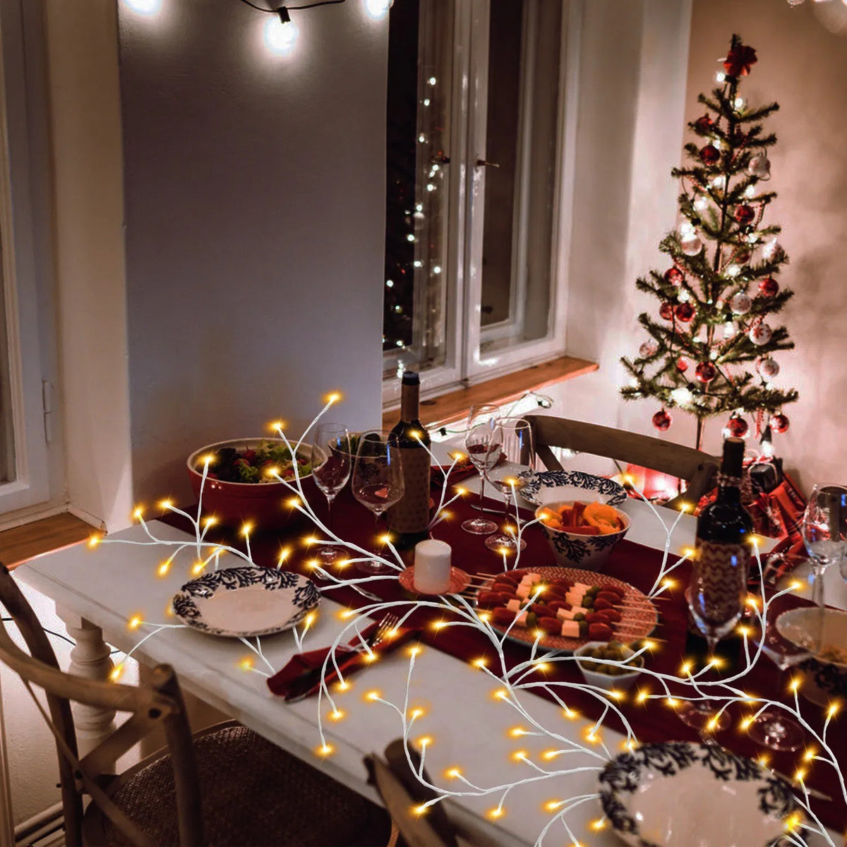 Lighted Birch Garland 7.9 ft 144 LED with Remote and Timer,  - view 6
