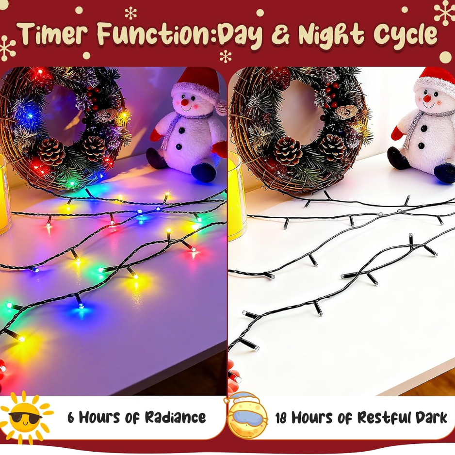 Battery Christmas String Lights with Timer, Multicolor Water - view 4