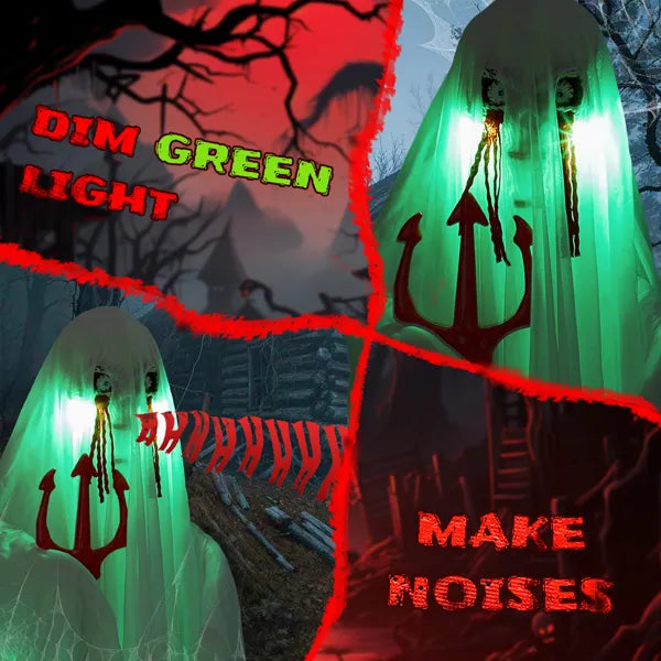 4.3 ft Animated Ghost with Trident, Sound-Activated Glowing  - view 2