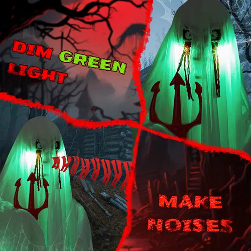 4.3 ft Animated Ghost with Trident, Sound-Activated Glowing  - view 2