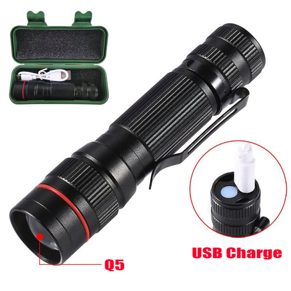 Mini Zoom LED Flashlight 2-Pack, USB Rechargeable Aluminum P - view 1