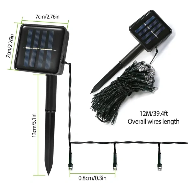 Solar Fairy String Lights 39 ft 100 LED, 8 Modes, Cool White - view 4