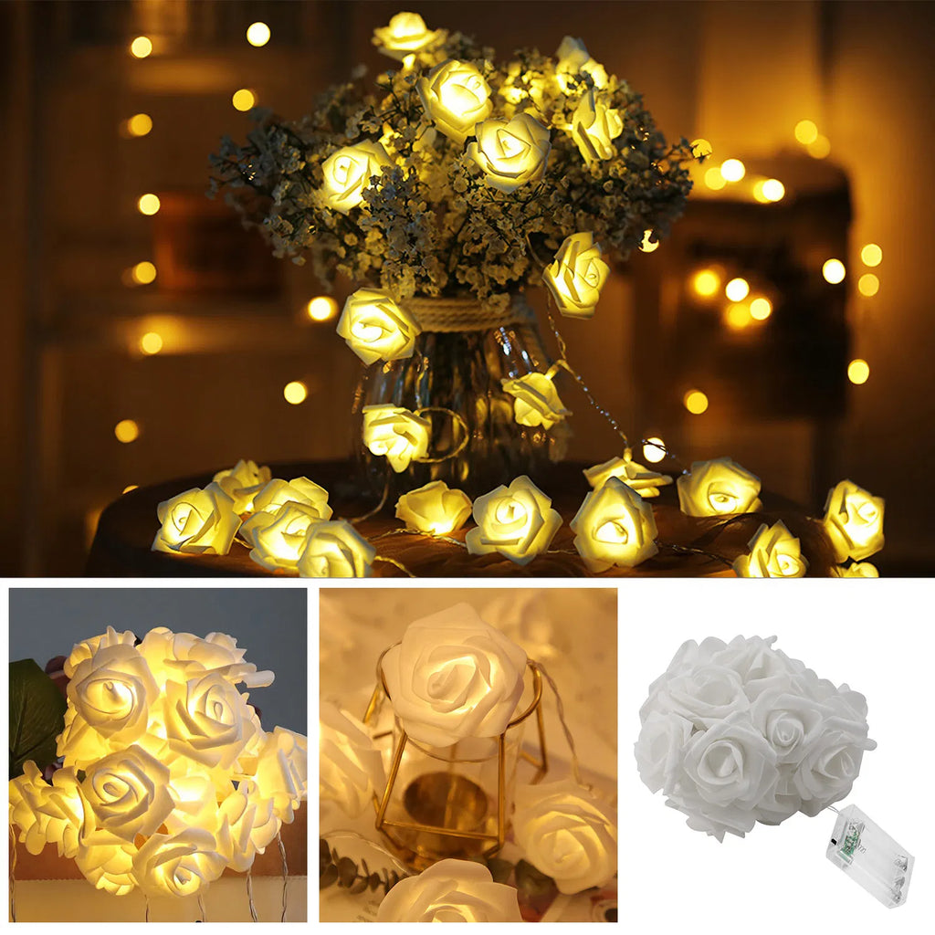 Rose Flower String Lights 2-Pack, 10 ft 20 LED Each, Battery - view 6