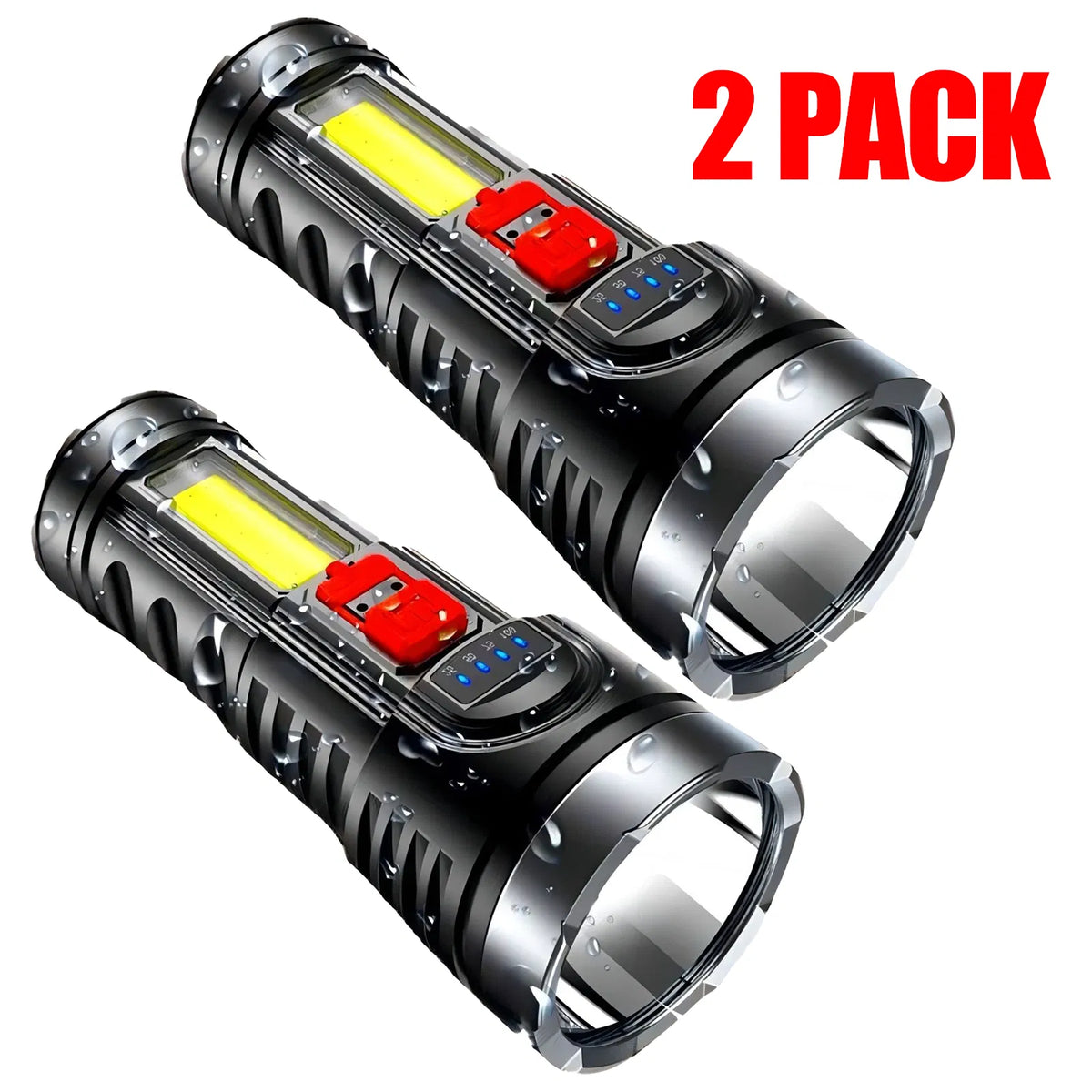 USB Rechargeable LED Flashlight 2-Pack with COB Side Light,  - view 8
