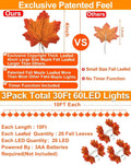 Fall Leaf Garland Lights 3-Pack with Timer, 30 ft 60 LED Aut - view 1