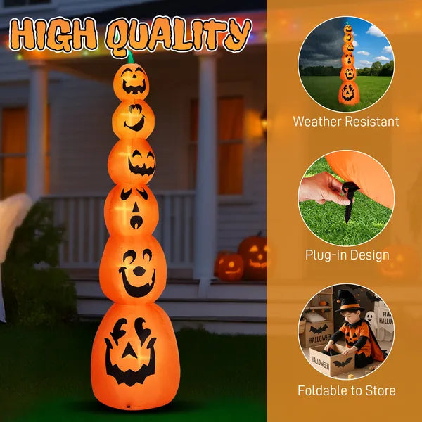 9 ft Inflatable Stacked Pumpkins with LED Lights, Halloween  - view 5