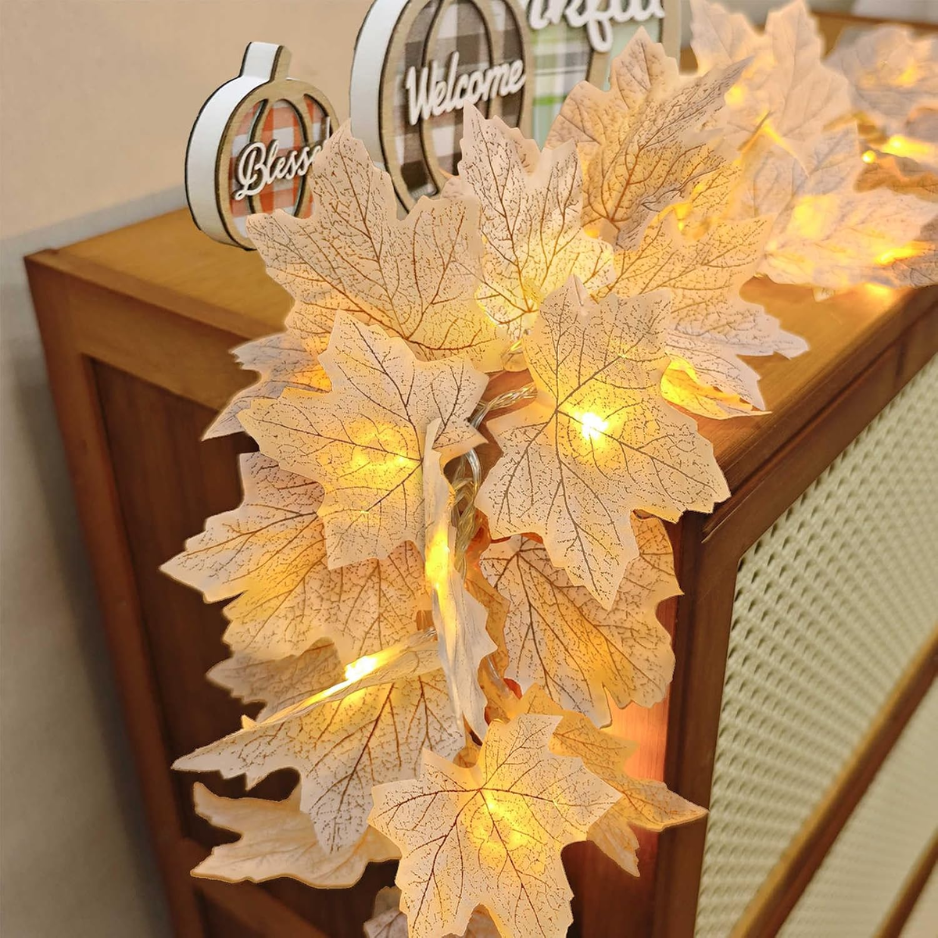 Maple Leaf Garland Lights 13 ft 40 LED, Battery Operated Fal - view 1