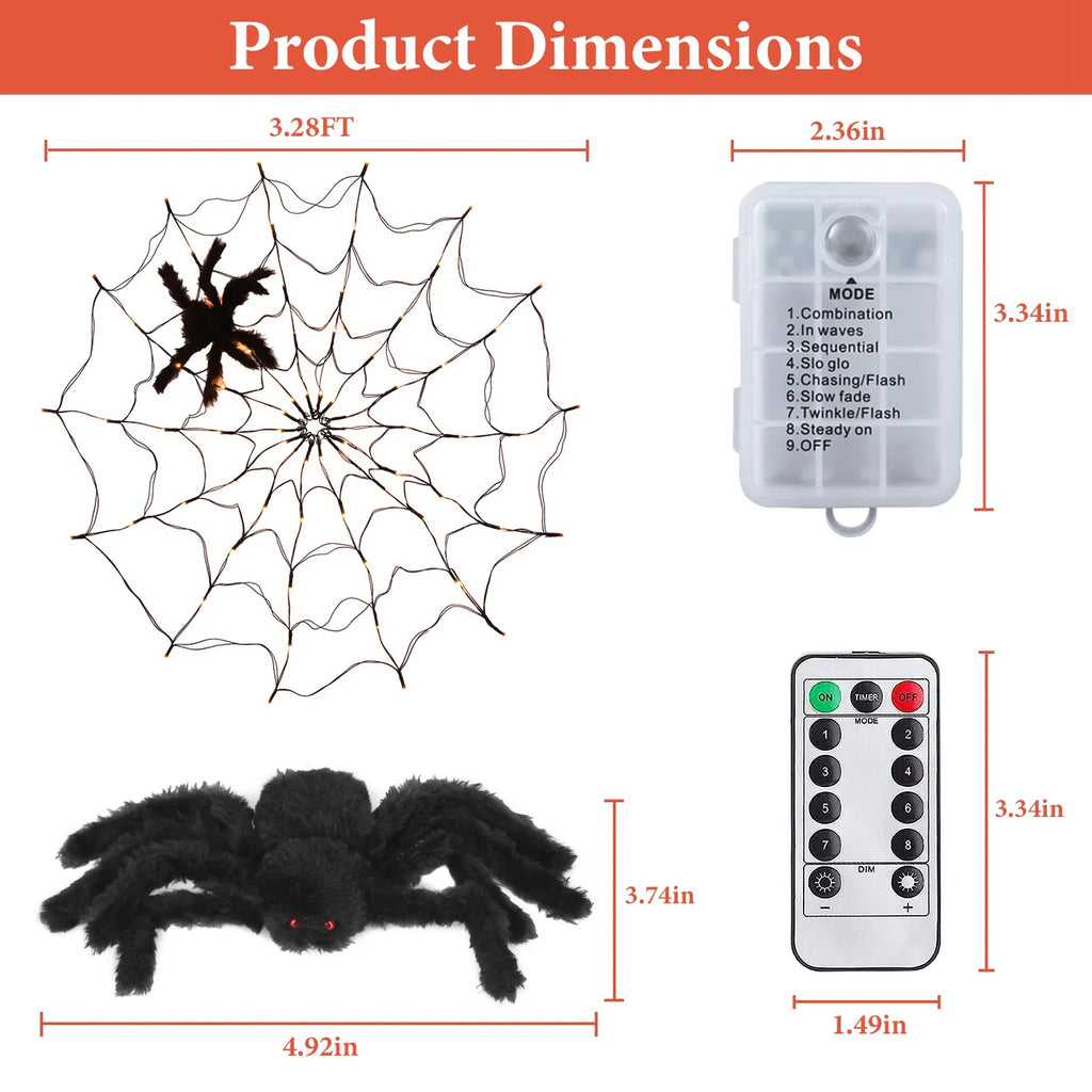 Halloween Spider Web Light 3.28 ft, 70 LED with Furry Spider - view 4