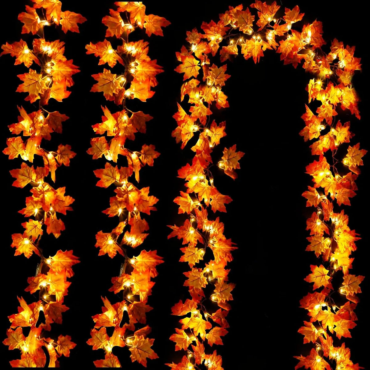 Fall Leaf Garland Lights 3-Pack with Timer, 30 ft 60 LED Aut - view 3