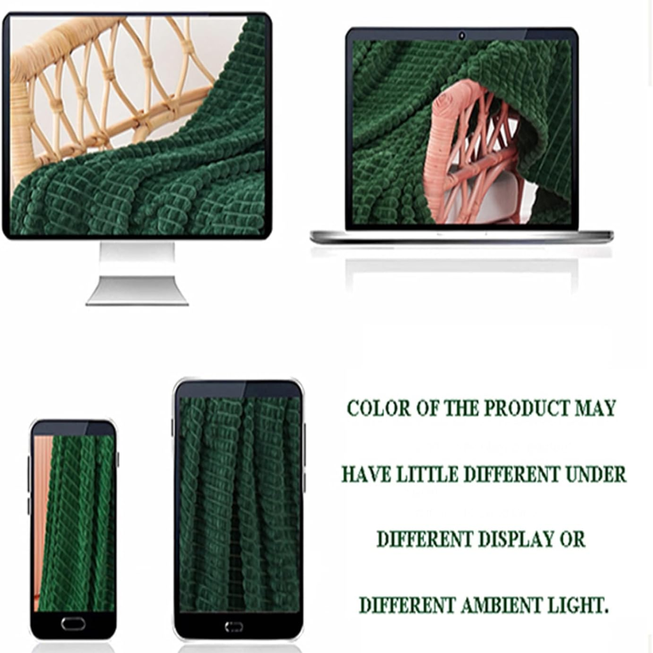 Dark Green Grid Fleece Throw Blanket 50x60 in, Soft Cozy Sof - view 3