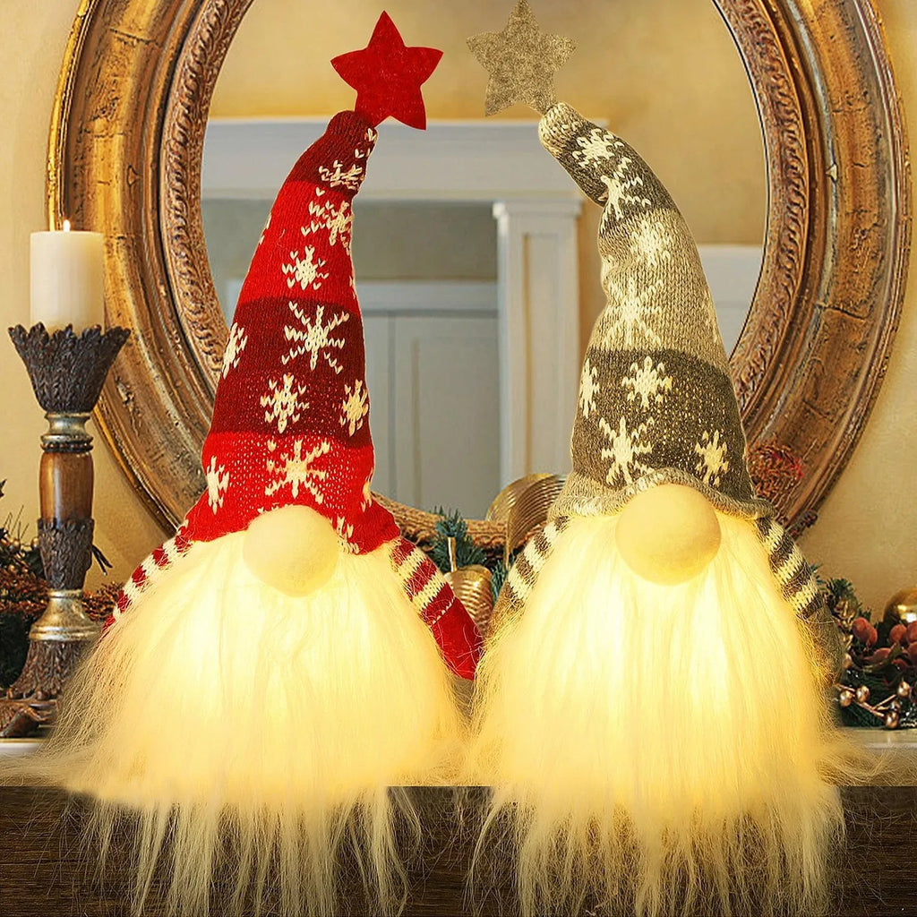 Lighted Christmas Gnome, Handmade Plush Scandinavian Tomte H - view 7