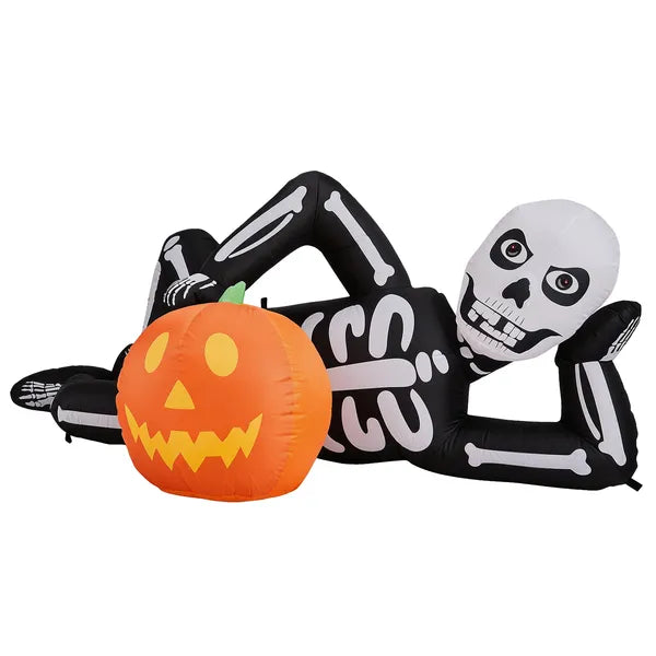 7 ft Inflatable Lying Skeleton with 7 LED Lights, Halloween  - view 4