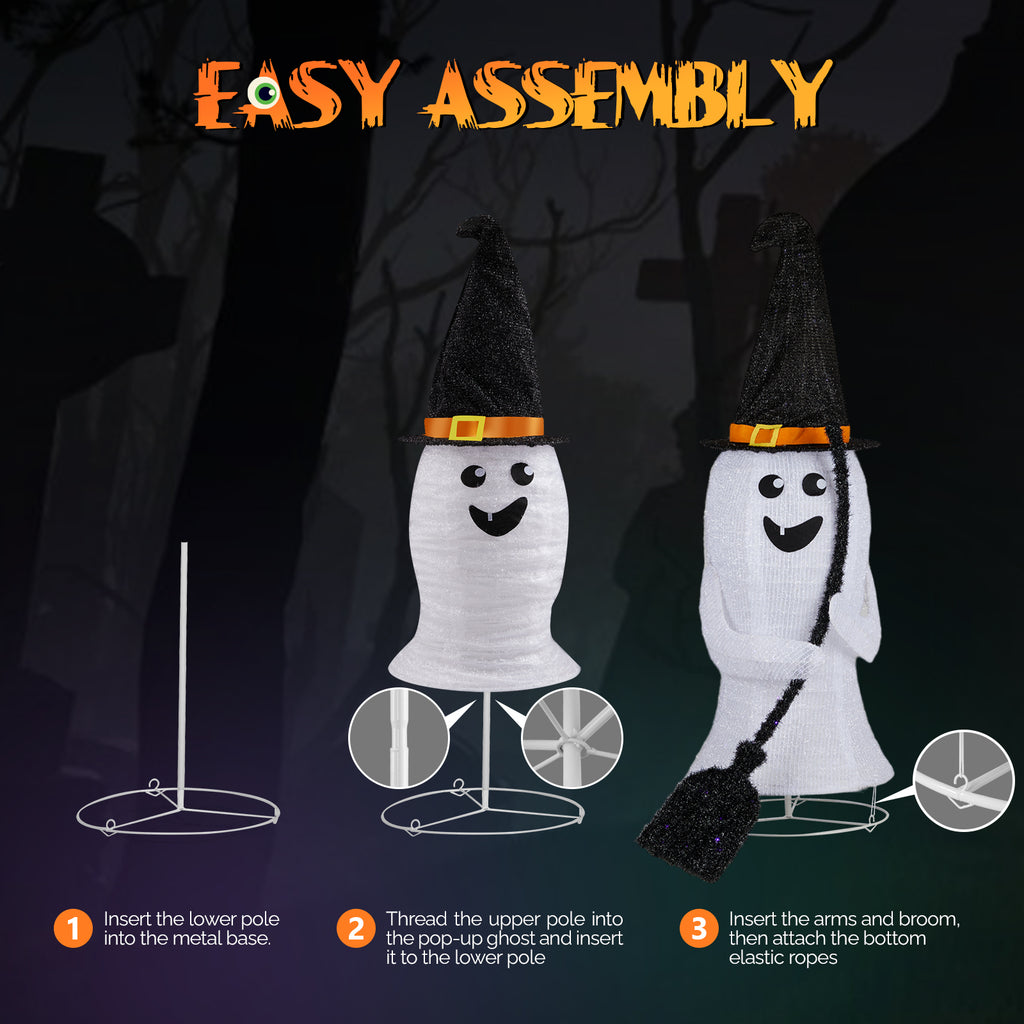 4 ft Lighted Pop-Up Ghost with 100 LED Lights, Outdoor Hallo - view 8