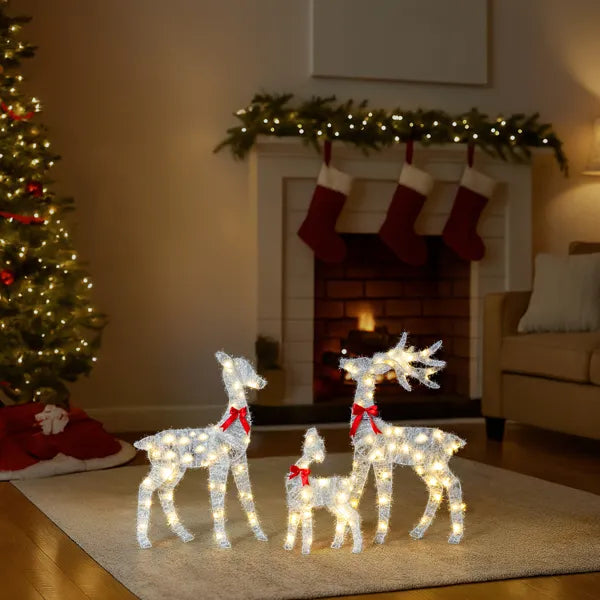 Lighted Tinsel Reindeer Family 3-Piece Set, Outdoor Christma - view 2