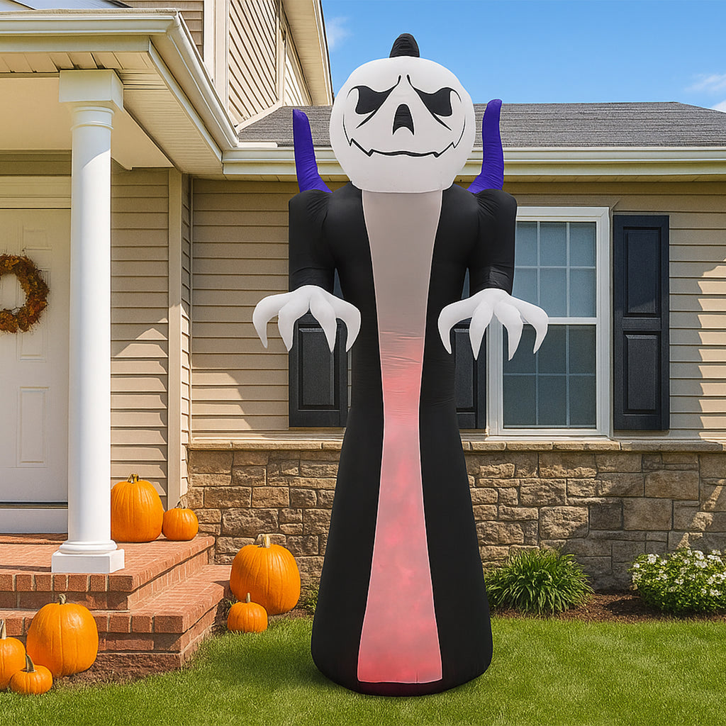 12 ft Inflatable Pumpkin-Head Grim Reaper with Flame Light,  - view 1