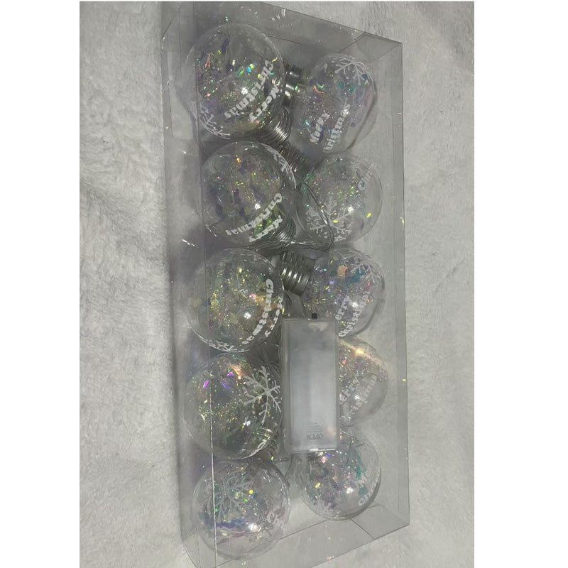 Snowflake Globe String Lights 6.5 ft 10 LED, Battery Operate - view 3