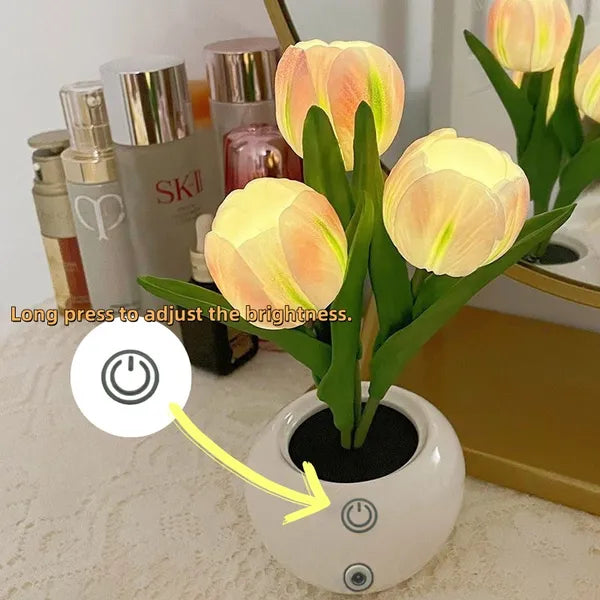 LED Tulip Night Light, Orange Artificial Flower Lamp for Bed - view 4