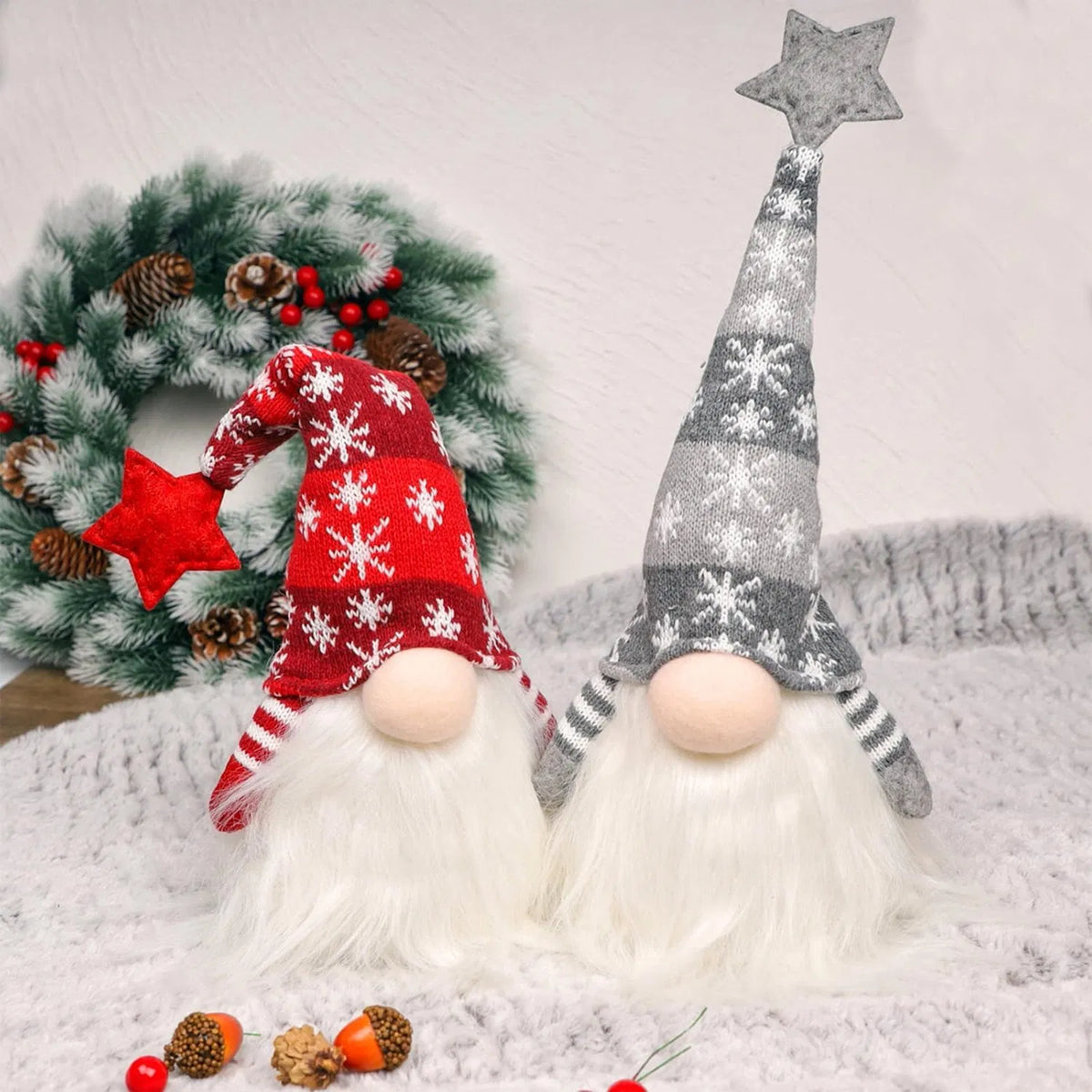 Lighted Christmas Gnome, Handmade Plush Scandinavian Tomte H - view 2