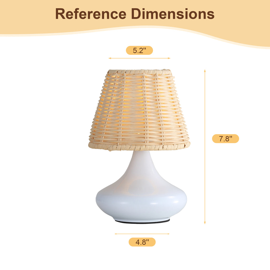 Woven Bamboo Table Lamp, Dimmable Boho Desk Lamp with Iron B - view 1