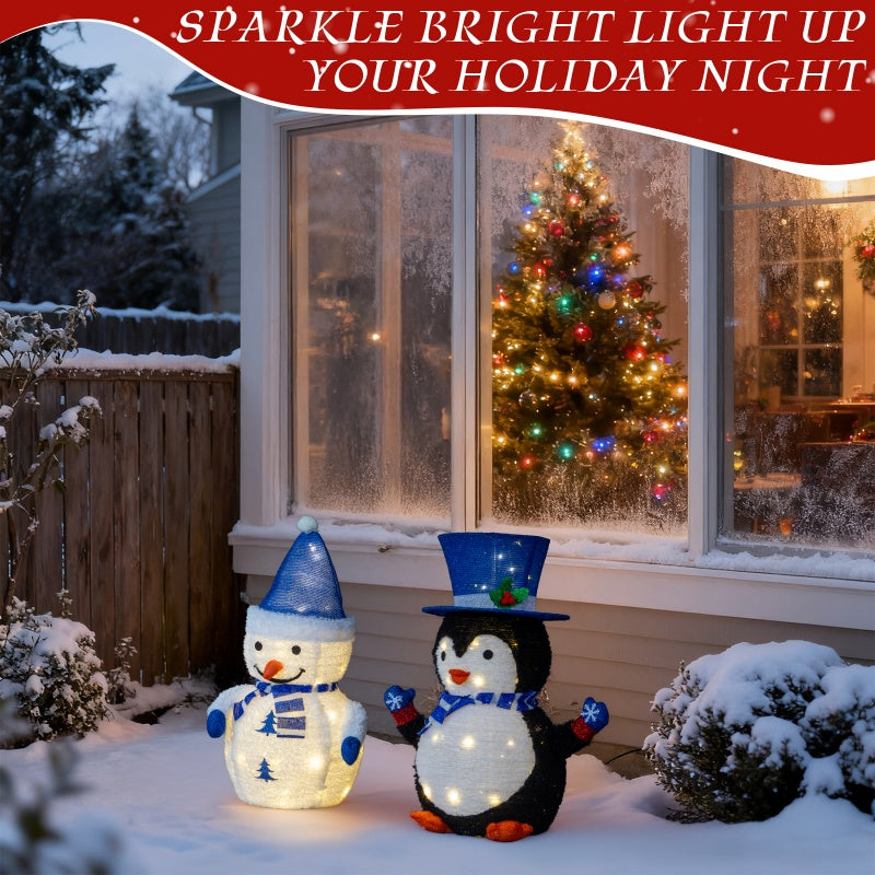 Lighted Plush Penguin and Snowman 2-Pack, Christmas Table De - view 3