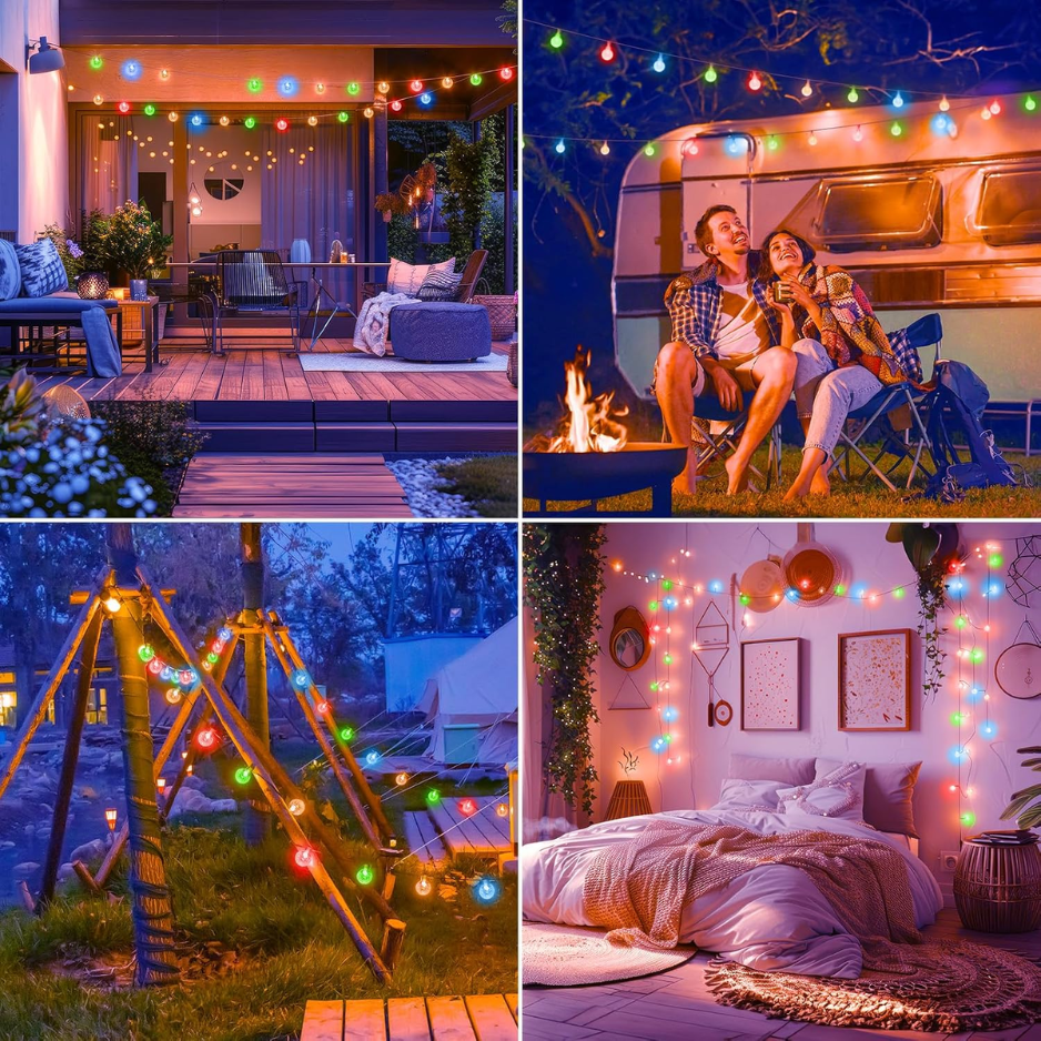 Multicolor Globe String Lights 33 ft 60 LED with Remote, Bat - view 2