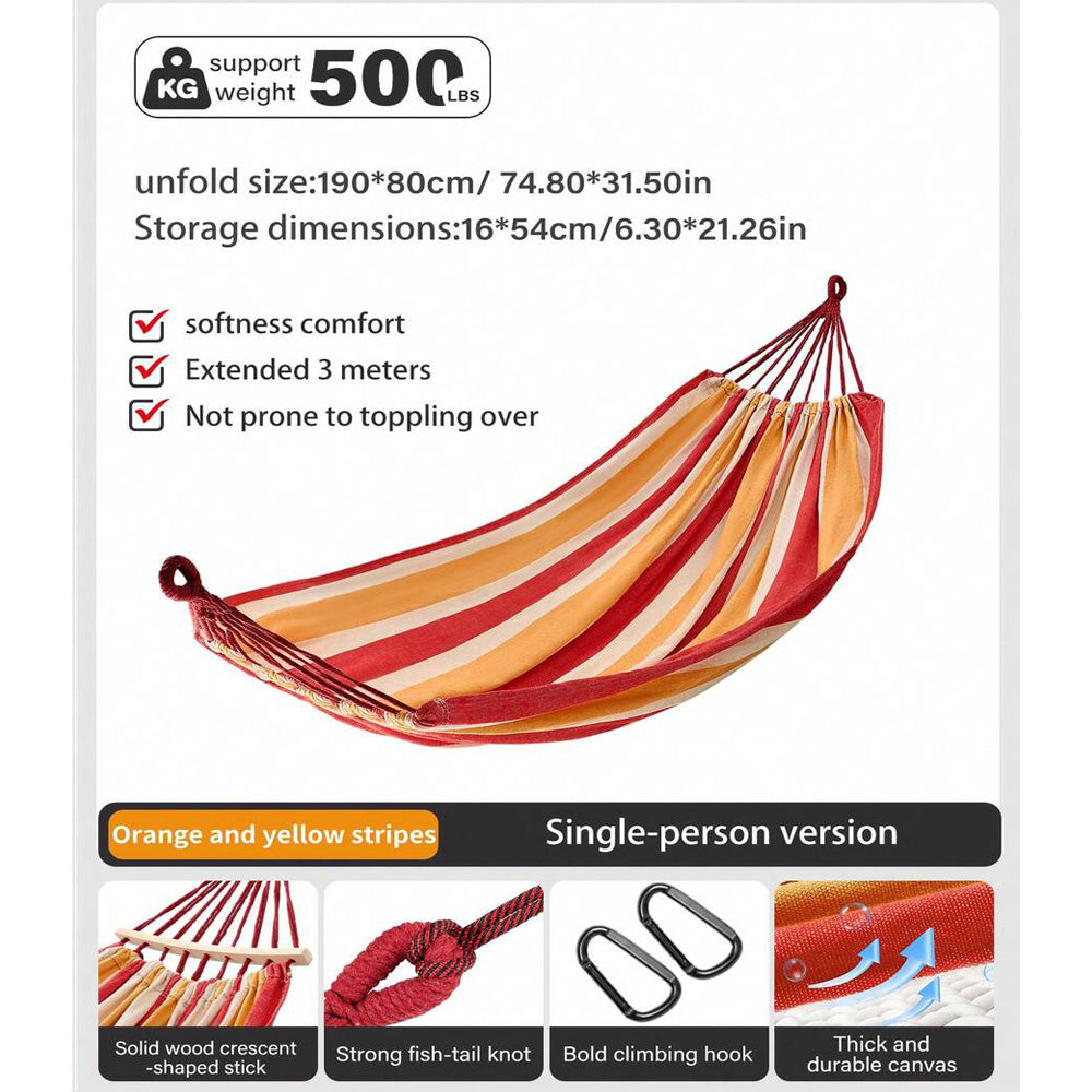 Canvas Hammock with Wooden Spreader Bars, Single Size, 500 l - view 3