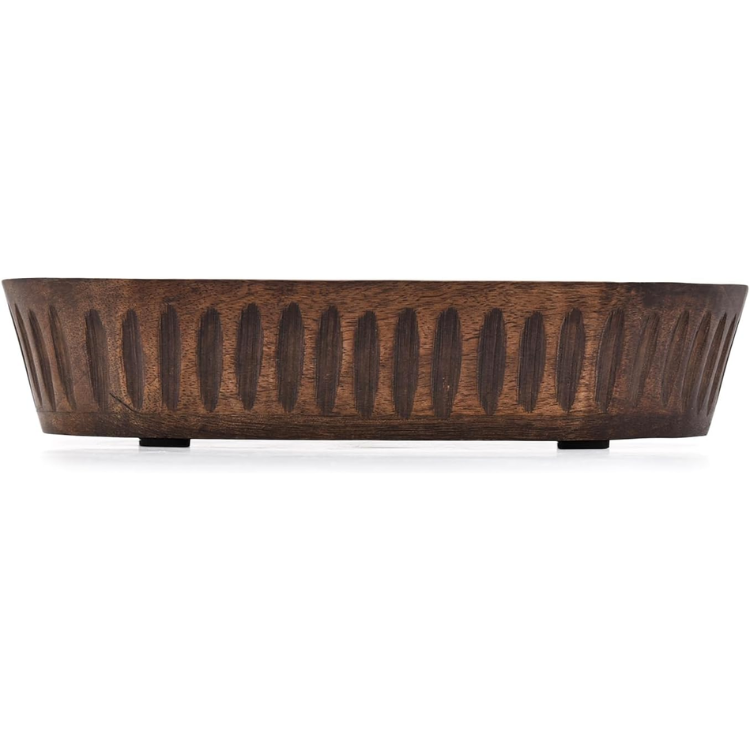 Mango Wood Decorative Bowl, Long Rustic Table Centerpiece Tr - view 4