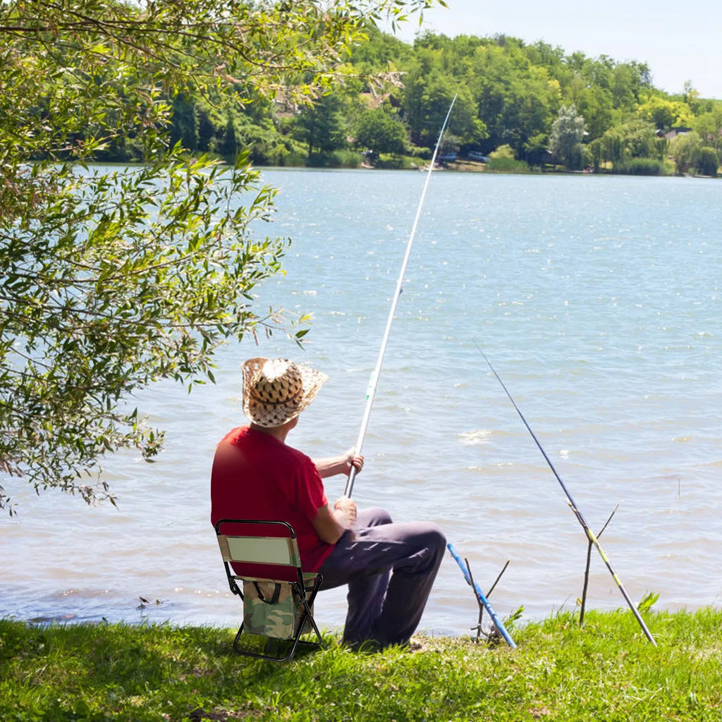 Folding Fishing Chair with Built-In Cooler Bag and Backrest, - view 8