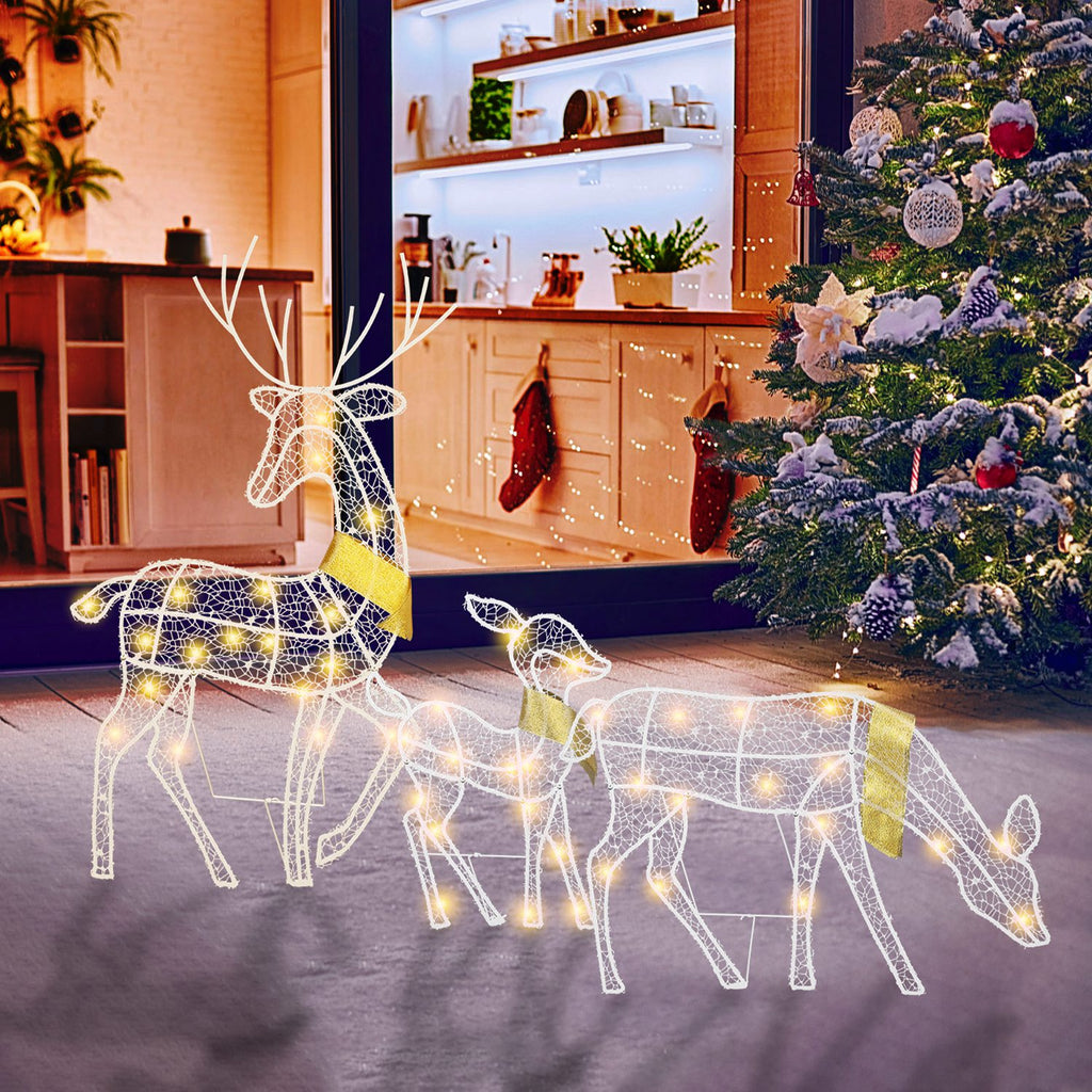 Lighted 2D Reindeer Family Set of 3, Warm White Christmas Ya - view 3
