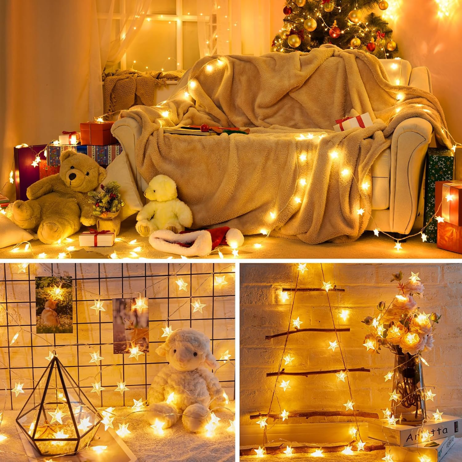 50 LED Star String Lights 17 ft, Battery Operated Warm Fairy - view 4