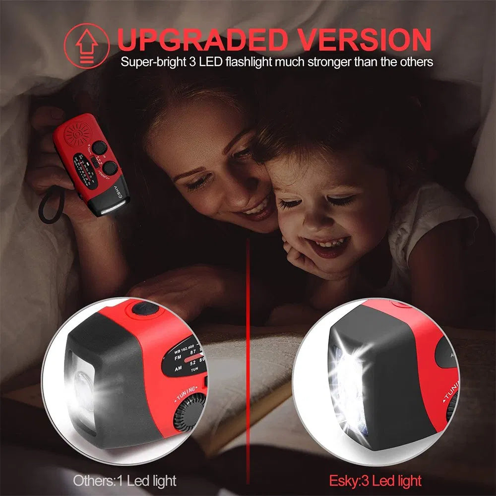 Hand Crank Solar Emergency Radio with Flashlight and 1000mAh - view 3