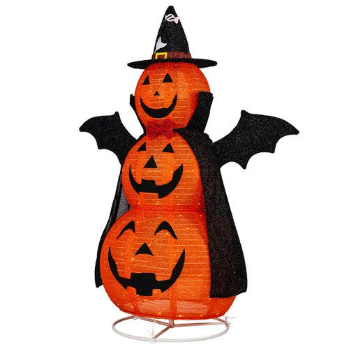 5 ft Lighted Fabric Pumpkin Tower with Cape and Wings, 130 L - view 1