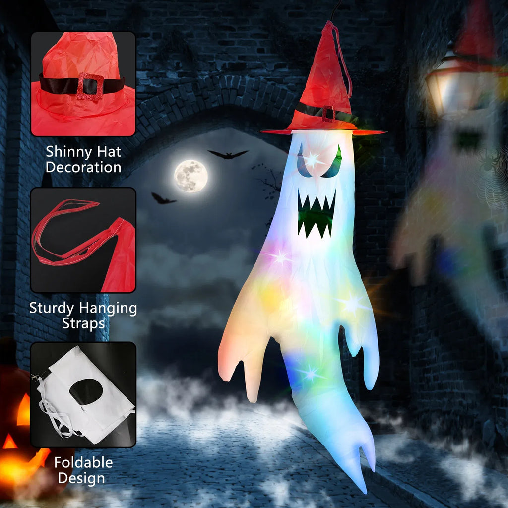 Halloween Hanging Decor Set, Ghost Windsocks, Witch Hats and - view 1