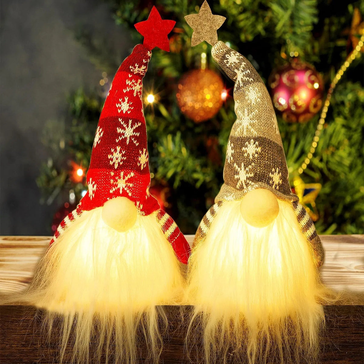 Lighted Christmas Gnome, Handmade Plush Scandinavian Tomte H - view 1