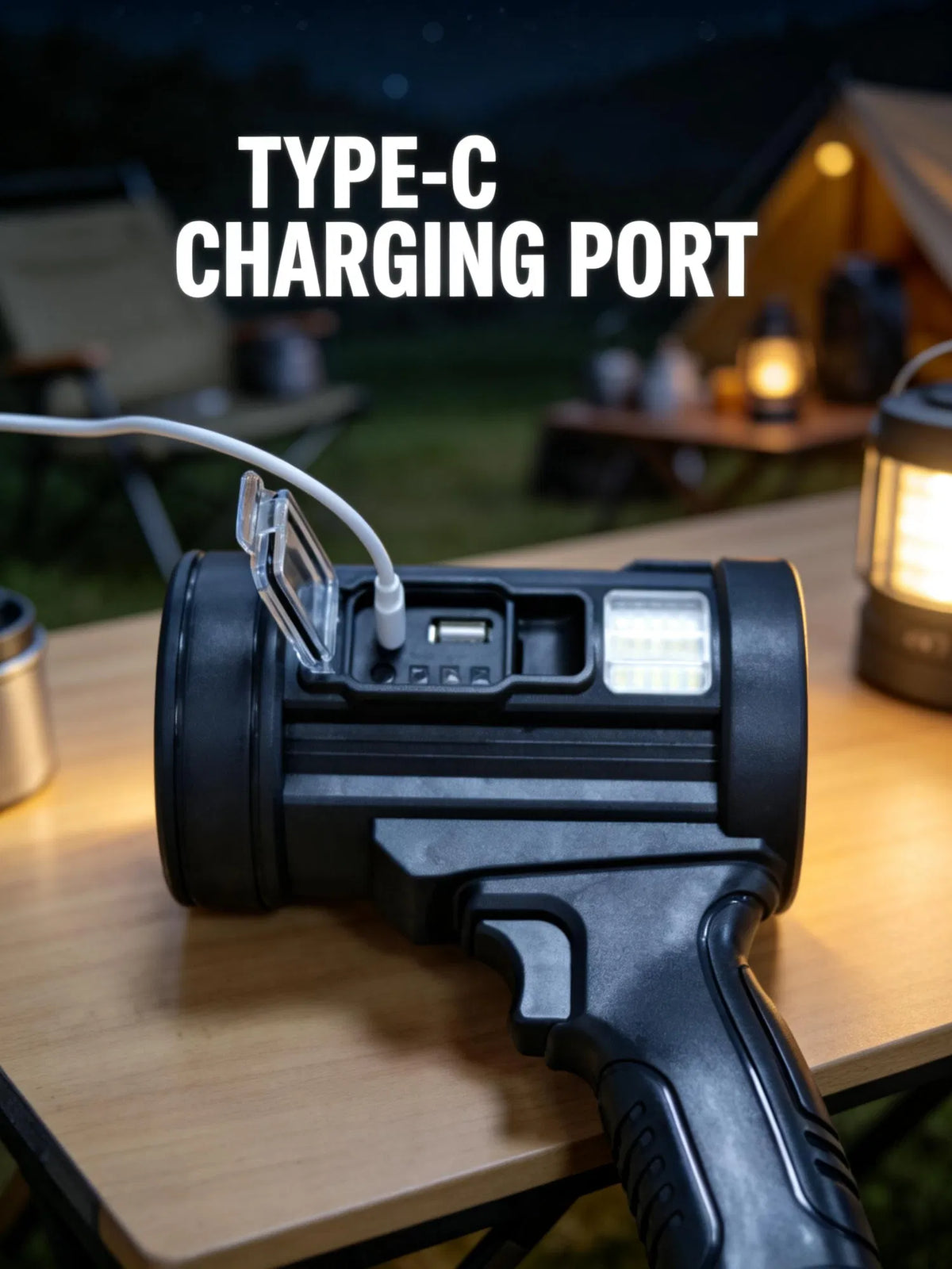 Rechargeable Handheld Spotlight, Solar and USB Charging, Wat - view 4